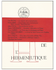 Les Cahiers de l'Hermeneutique. No. 1